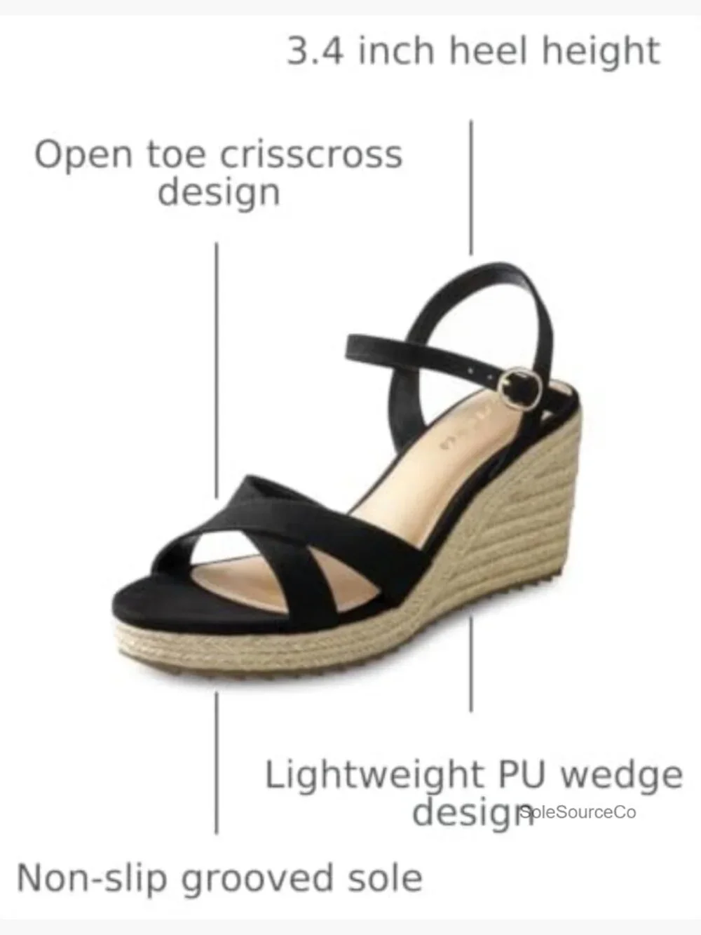Wedge Sandals Women Espadrille Platform High Heel Open Toe Ankle Strap Summer